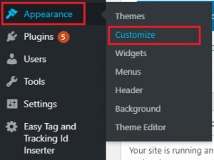 hover Appearance and click customize
