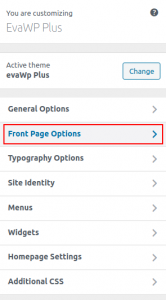 Click Front Page Options